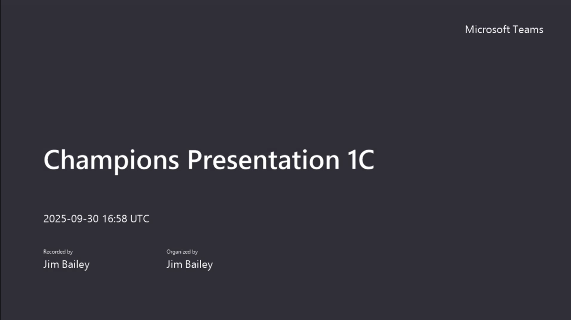 Champions Training Recorded #1